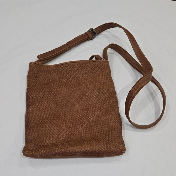 Platania Handbags - Platania Brown Woven Leather Crossbody Bag